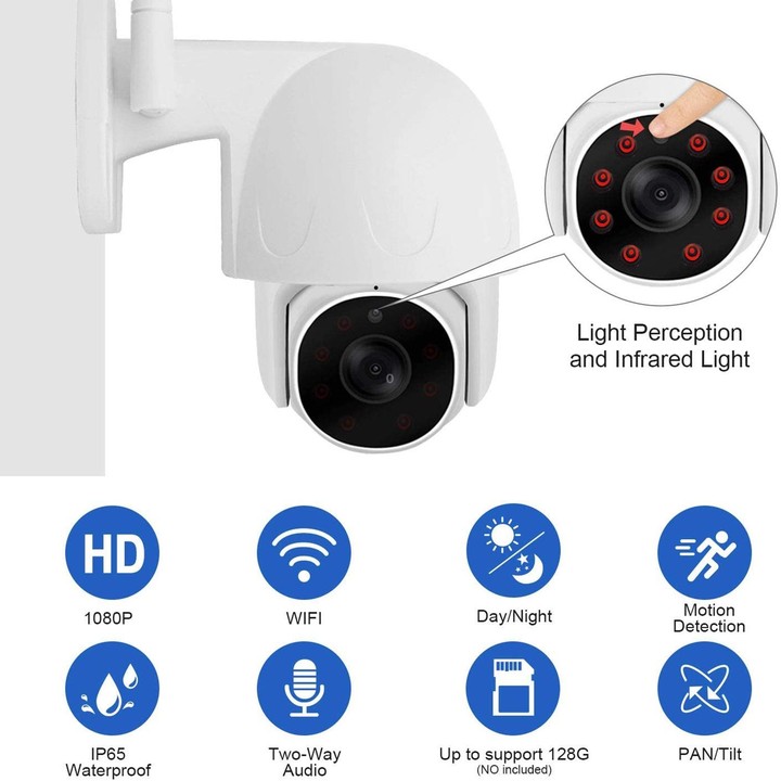 Tuya QX45 1080P Full HD IP65 Waterproof 2.4G Wireless IP Camera, Support Motion Detection & Two-way Audio & Night Vision & TF Ca