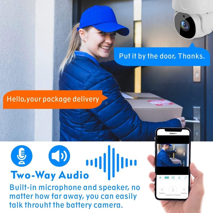 Tuya QX45 1080P Full HD IP65 Waterproof 2.4G Wireless IP Camera, Support Amazon Alexa & Google Home & Motion Detection & Two-way