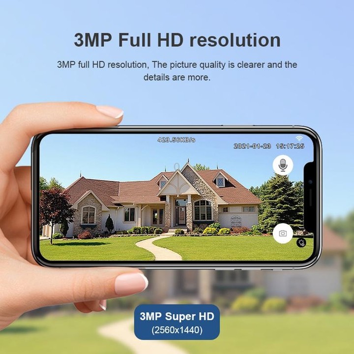 QX55 3.0 Million Pixels IP65 Waterproof 2.4G Wireless IP Camera, Support Motion Detection & Two-way Audio & Night Vision & TF Ca