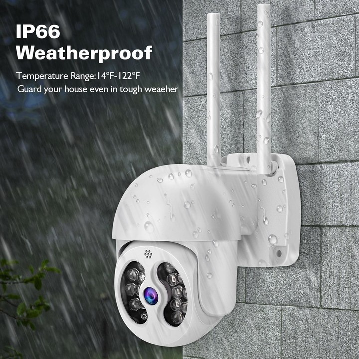 Tuya QX56 3.0 Million Pixels IP66 Waterproof 2.4G Wireless IP Camera, Support Amazon Alexa & Google Home & Motion Detection & Tw