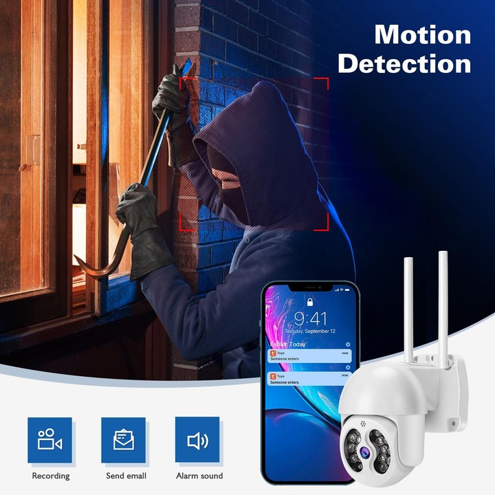 Tuya QX56 3.0 Million Pixels IP66 Waterproof 2.4G Wireless IP Camera, Support Amazon Alexa & Google Home & Motion Detection & Tw