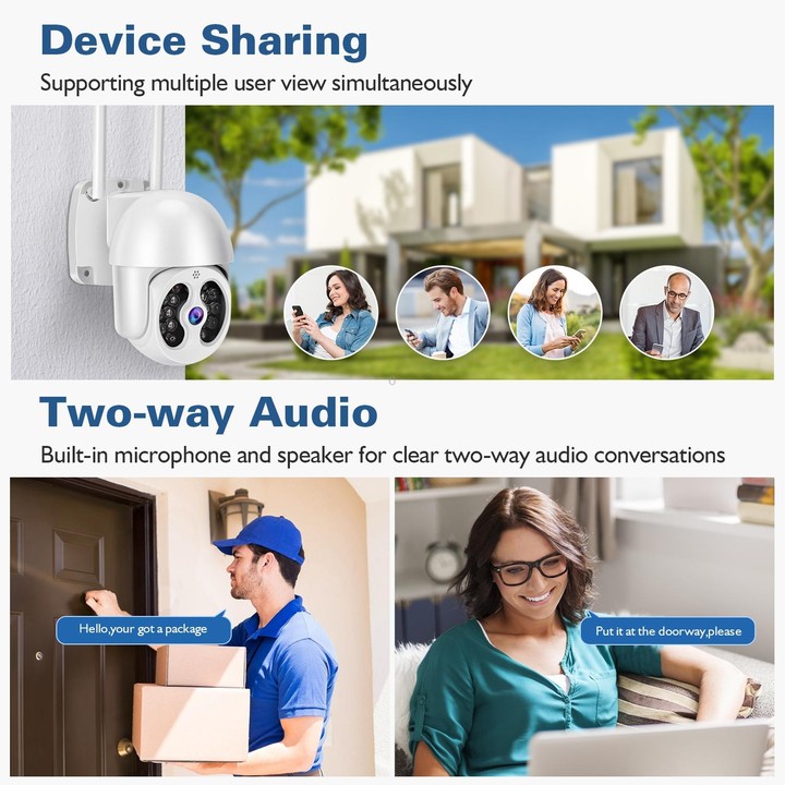 Tuya QX56 3.0 Million Pixels IP66 Waterproof 2.4G Wireless IP Camera, Support Motion Detection & Two-way Audio & Full Color Nigh