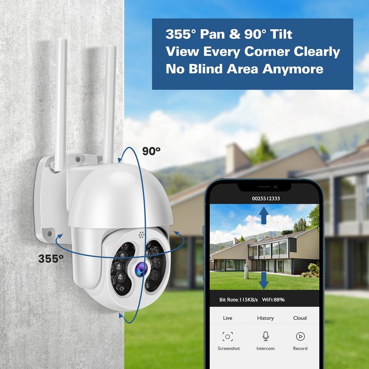 Tuya QX56 3.0 Million Pixels IP66 Waterproof 2.4G Wireless IP Camera, Support Motion Detection & Two-way Audio & Full Color Nigh