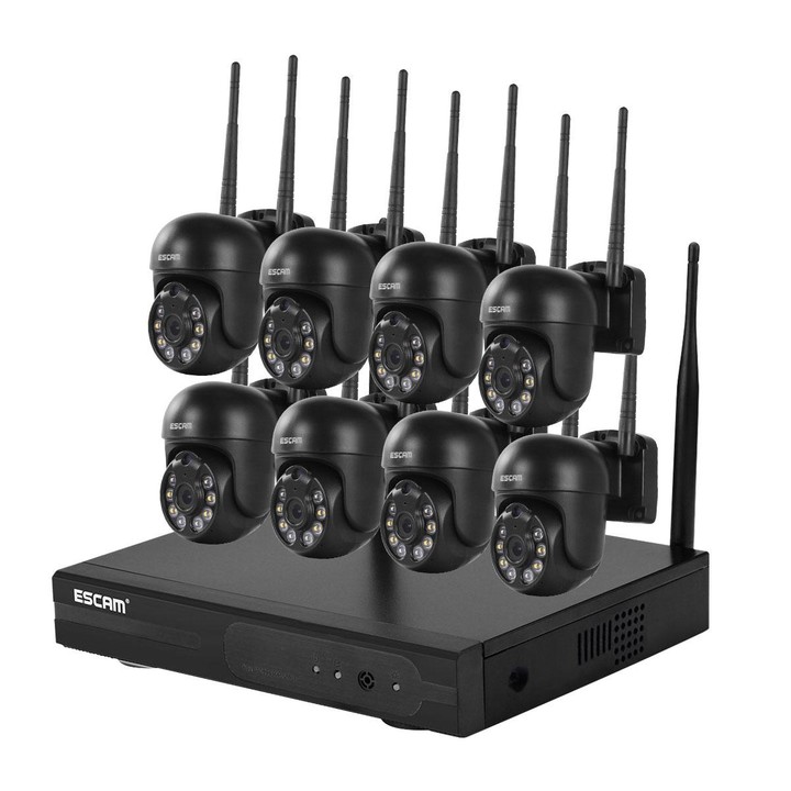 ESCAM WNK618 3.0 Million Pixels 8-channel Wireless Dome Camera HD NVR Security System, Support Motion Detection & Two-way Audio