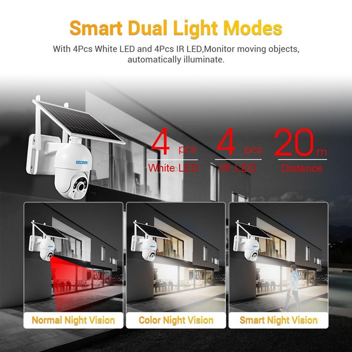 ESCAM QF450 HD 1080P 4G AU Version Solar Powered IP Camera with 64G Memory, Support Two-way Audio & PIR Motion Detection & Night