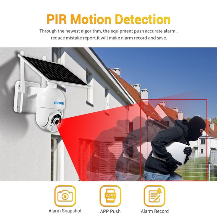 ESCAM QF450 HD 1080P 4G AU Version Solar Powered IP Camera with 64G Memory, Support Two-way Audio & PIR Motion Detection & Night