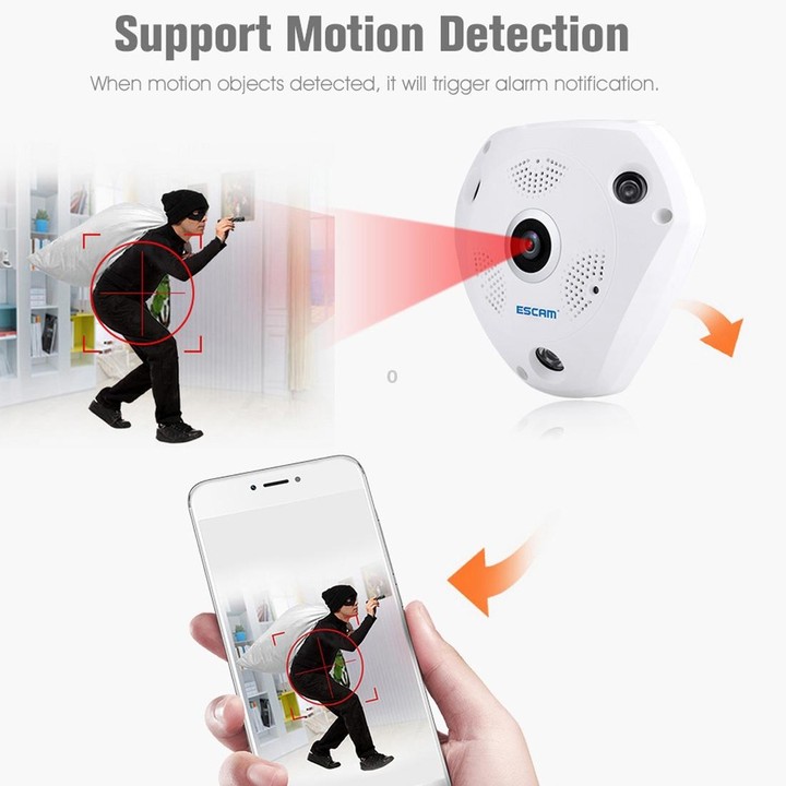 ESCAM Shark QP180 960P 360 Degrees Fisheye Lens 1.3MP WiFi IP Camera, Support Motion Detection / Night Vision, IR Distance: 10m