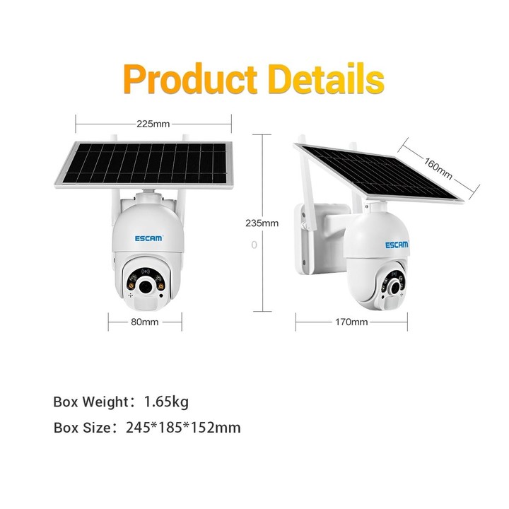 ESCAM QF450 HD 1080P 4G US Version Solar Powered IP Camera with 64G Memory, Support Two-way Audio & PIR Motion Detection & Night