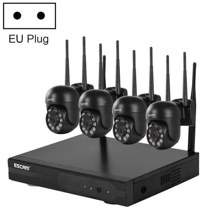 ESCAM WNK614 HD 3.0 Million Pixels 8-channel Wireless + 4IPC Wireless NVR Security System, EU Plug