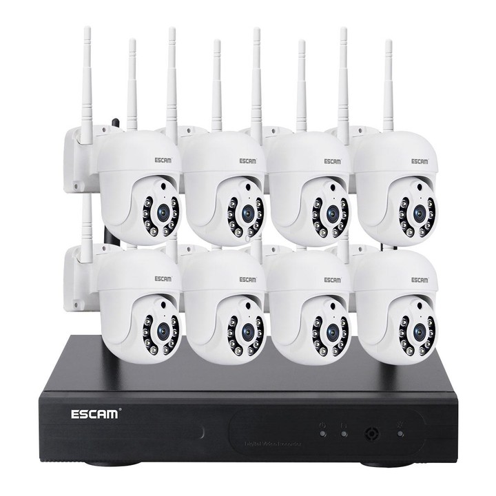 ESCAM WNK718 HD 3.0 Million Pixels 8-channel Wireless + 8IPC Wireless NVR Security System, EU Plug