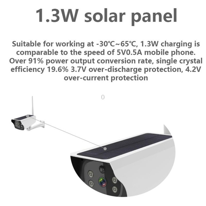 VESAFE Y4P Outdoor HD 1080P Solar Power Security IP Camera, Support Motion Detection & PIR Wake up, IP66 Waterproof(White)