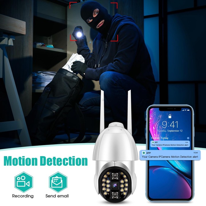 QX33 1080P Panoramic PTZ 360 Degree Rotating WIFI Camera, Support Day and Night Full Color & Two-way Voice Intercom & Motion Det