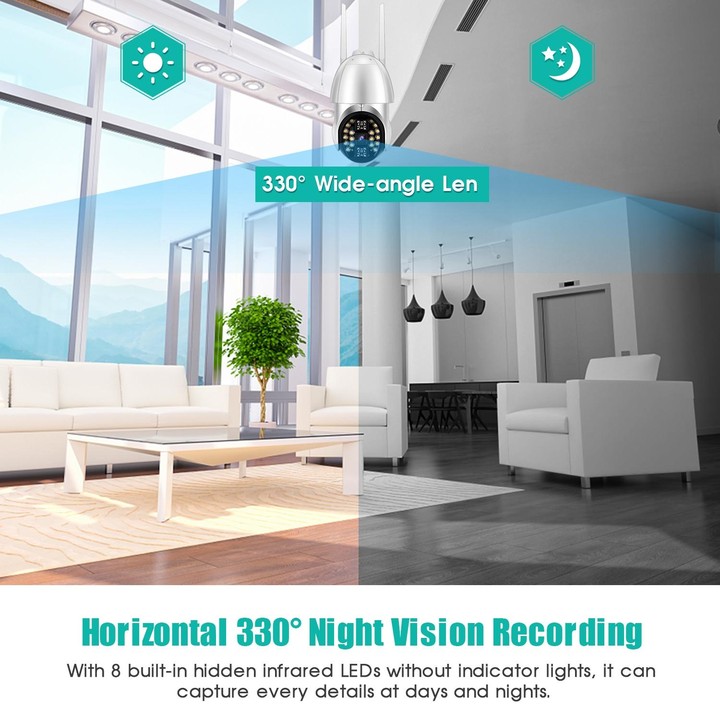 QX33 1080P Panoramic PTZ 360 Degree Rotating WIFI Camera, Support Day and Night Full Color & Two-way Voice Intercom & Motion Det