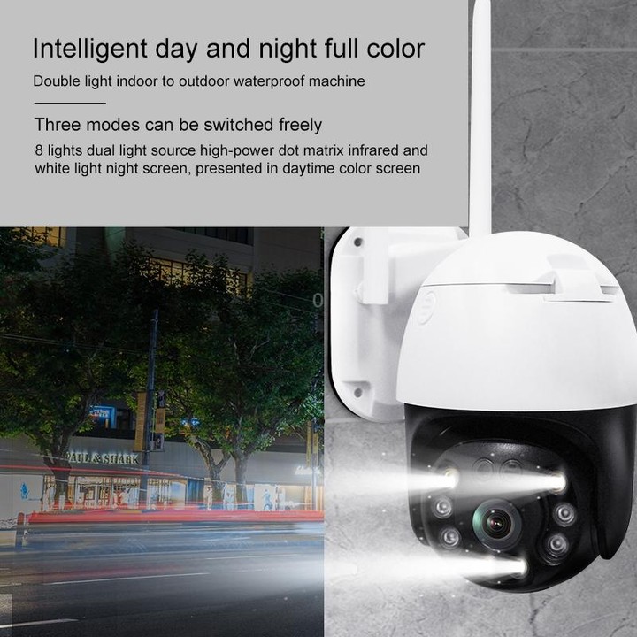 QX36 1080P 3.0MP 3.6mm Lens IP65 Waterproof PTZ 360 Degree Rotating WIFI Camera, Support Day and Night Full Color & Two-way Voic