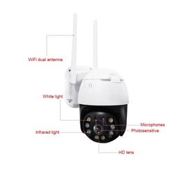 QX36 1080P 3.0MP 3.6mm Lens IP65 Waterproof PTZ 360 Degree Rotating WIFI Camera, Support Day and Night Full Color & Two-way Voic