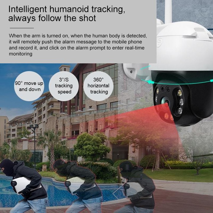 QX36 1080P 3.0MP 3.6mm Lens IP65 Waterproof PTZ 360 Degree Rotating WIFI Camera, Support Day and Night Full Color & Two-way Voic