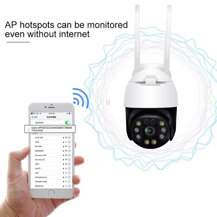 QX36 1080P 3.0MP 3.6mm Lens IP65 Waterproof PTZ 360 Degree Rotating WIFI Camera, Support Day and Night Full Color & Two-way Voic