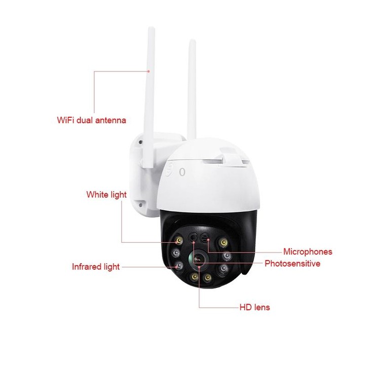 QX36 1080P 3.0MP 3.6mm Lens IP65 Waterproof PTZ 360 Degree Rotating WIFI Camera, Support Day and Night Full Color & Two-way Voic