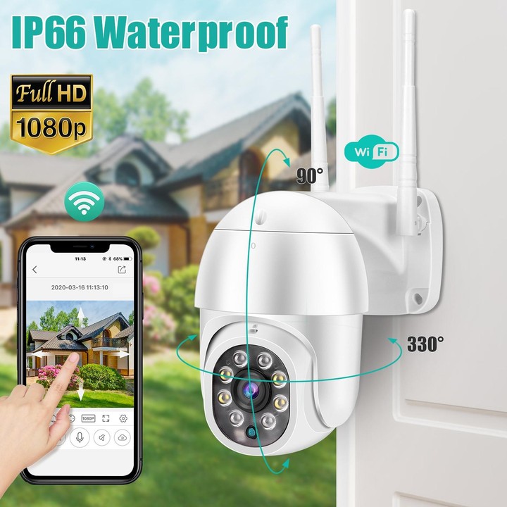 QX43-2 1080P 2.0MP Lens IP66 Waterproof PTZ Rotating WIFI Camera, Support Infrared Night Vision & Two-way Voice Intercom & Motio
