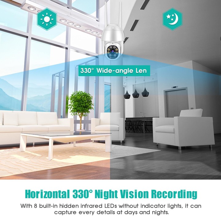 QX43-2 1080P 2.0MP Lens IP66 Waterproof PTZ Rotating WIFI Camera, Support Infrared Night Vision & Two-way Voice Intercom & Motio