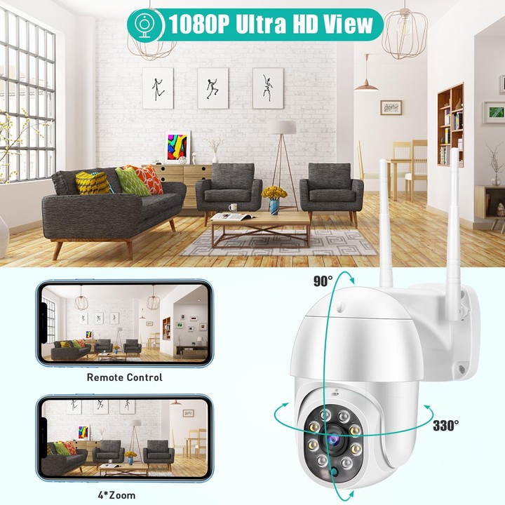 QX43-2 1080P 2.0MP Lens IP66 Waterproof PTZ Rotating WIFI Camera, Support Infrared Night Vision & Two-way Voice Intercom & Motio