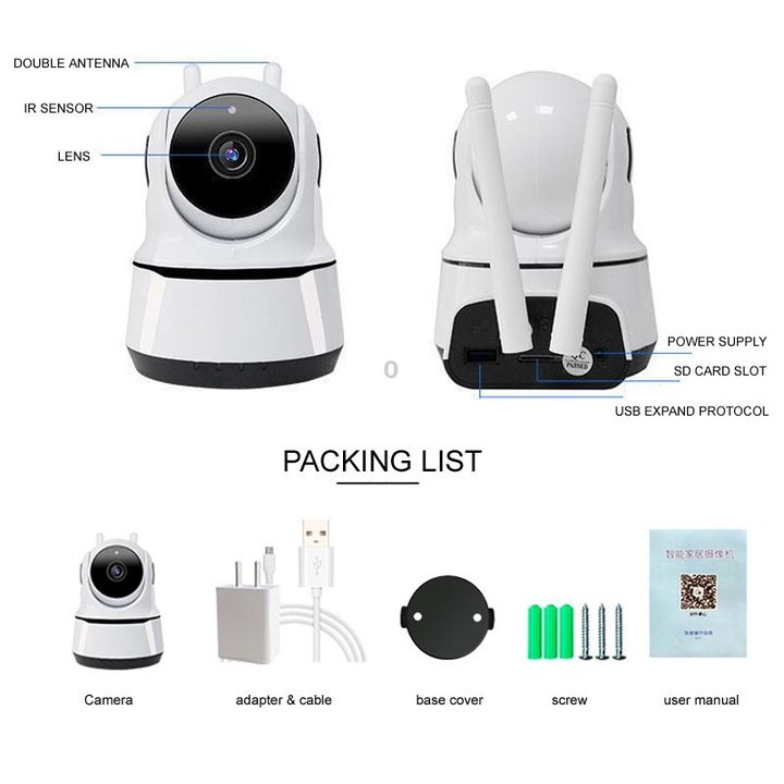 PAF200 2MP 1080P HD Wireless IP Camera, Support Motion Detection & Infrared Night Vision & TF Card(US Plug)