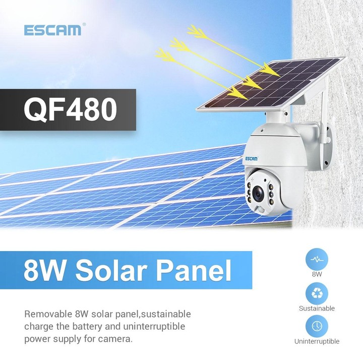 ESCAM QF480 US Version HD 1080P IP66 Waterproof 4G Solar Panel PT IP Camera without Battery, Support Night Vision / Motion Detec