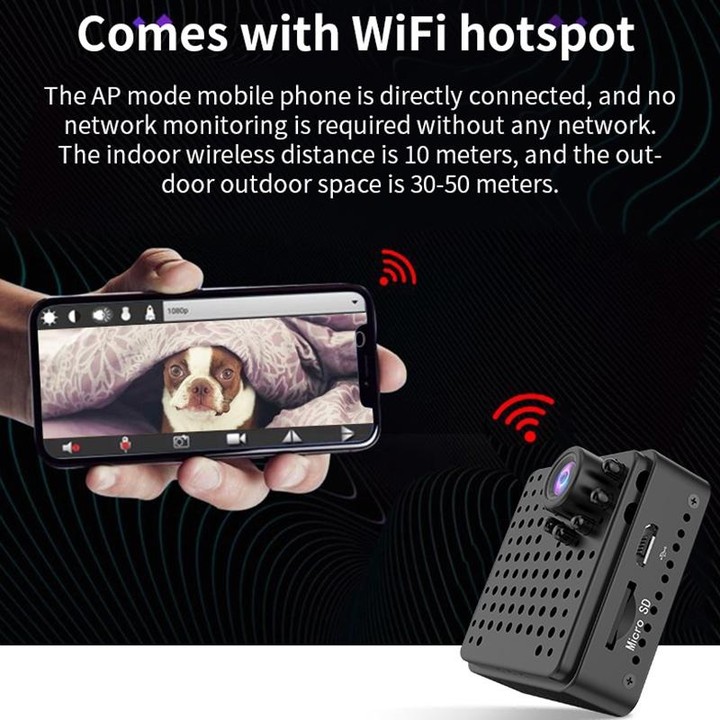 W18 1080P HD WiFi Smart Mini Security Camera, Support 155 Degrees Wide Angle & Motion Detection & Infrared Night Vision & TF Car