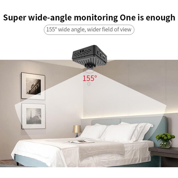 W18 1080P HD WiFi Smart Mini Security Camera, Support 155 Degrees Wide Angle & Motion Detection & Infrared Night Vision & TF Car