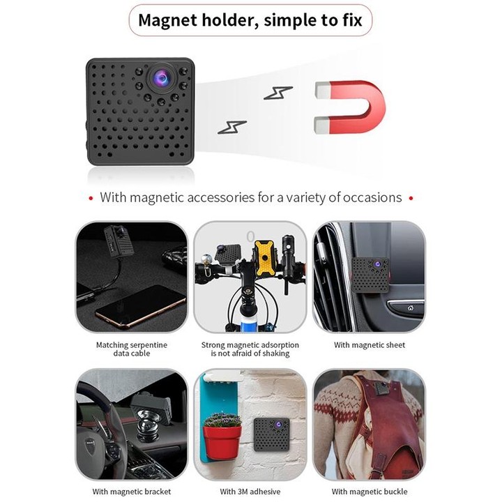 W18 1080P HD WiFi Smart Mini Security Camera, Support 155 Degrees Wide Angle & Motion Detection & Infrared Night Vision & TF Car