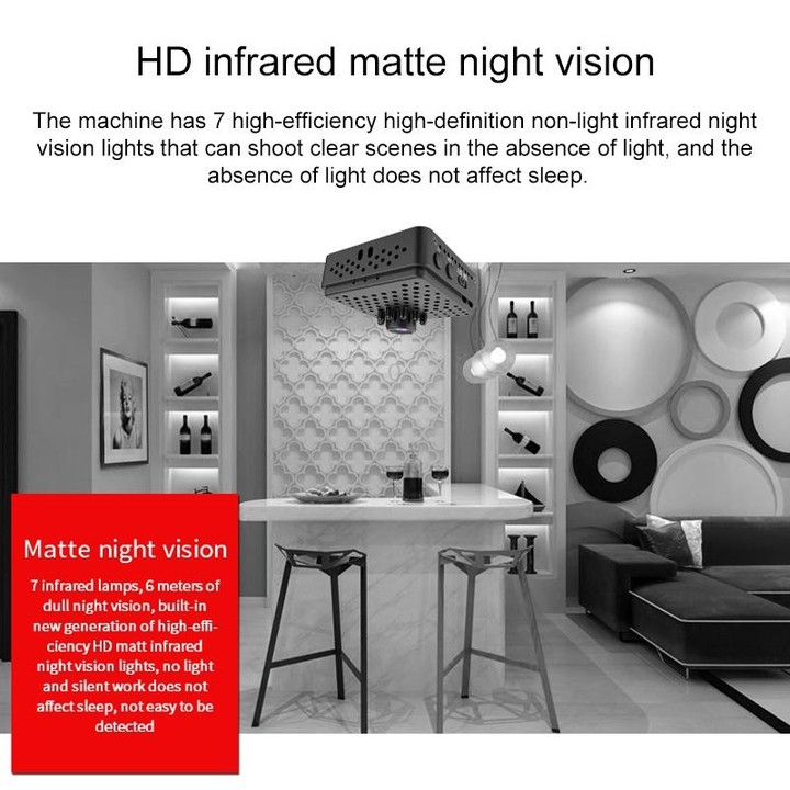 W18 1080P HD WiFi Smart Mini Security Camera, Support 155 Degrees Wide Angle & Motion Detection & Infrared Night Vision & TF Car