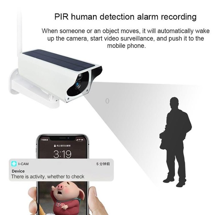 T1-2 2 Megapixel WiFi Version IP67 Waterproof Solar HD Monitor Camera without Battery & Memory, Support Infrared Night Vision &