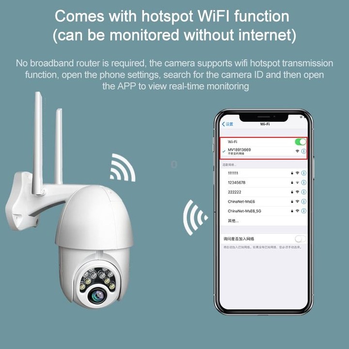 Q10 Outdoor Mobile Phone Remotely Rotate Wireless WiFi 10 Lights IR Night Vision HD Camera, Support Motion Detection Video / Ala