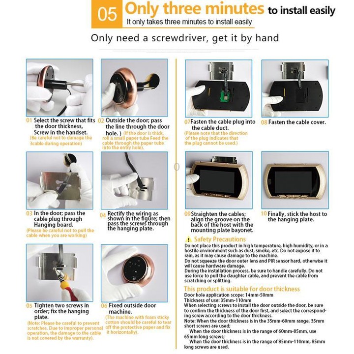 45AHD 4.5 inch Motion Detection Camera Video Smart Digital Door Viewer(Black)
