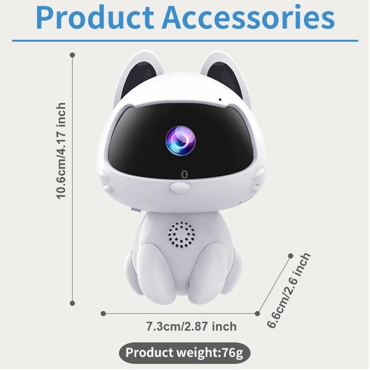 K9 Cute Pets Smart Home Camera, Support Night Vision & Two-way Voice & Motion Detection (White)