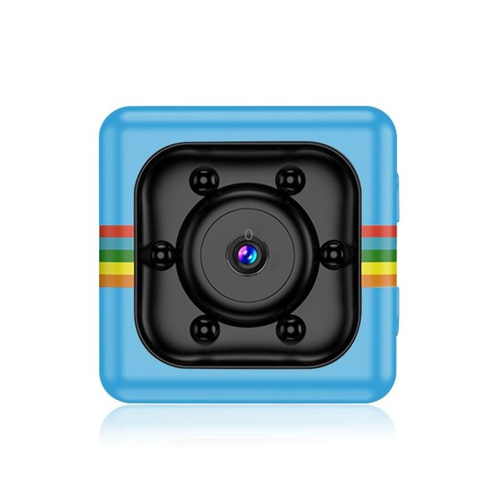 SQ11 Mini DV HD 1080P 6 LEDs Sport Recorder Camera with Holder, Support Monitor Detection & IR Night Vision & TF Card (Blue)