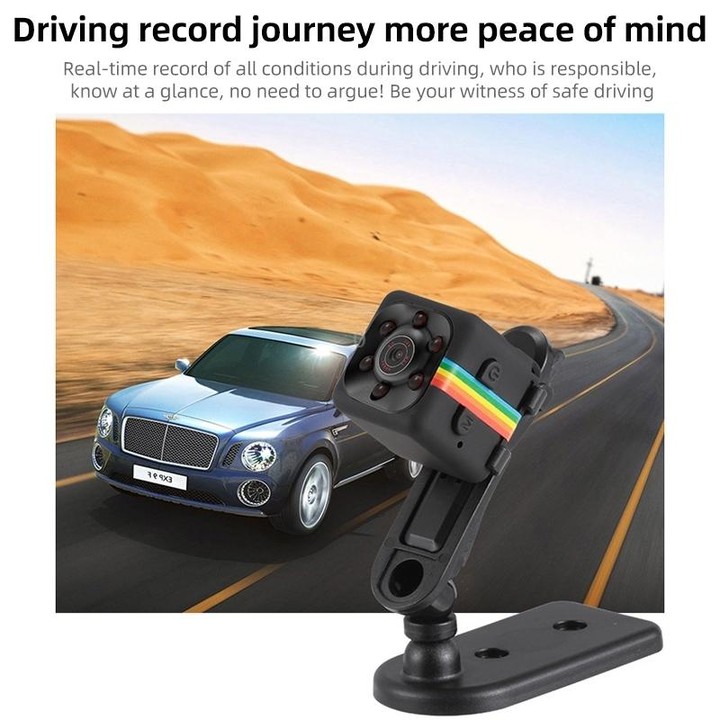 SQ11 Mini DV HD 480P 6 LEDs Sport Recorder Camera with Holder, Support Monitor Detection & IR Night Vision & TF Card (Black)