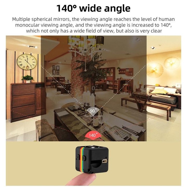 SQ11 Mini DV HD 480P 6 LEDs Sport Recorder Camera with Holder, Support Monitor Detection & IR Night Vision & TF Card (Black)