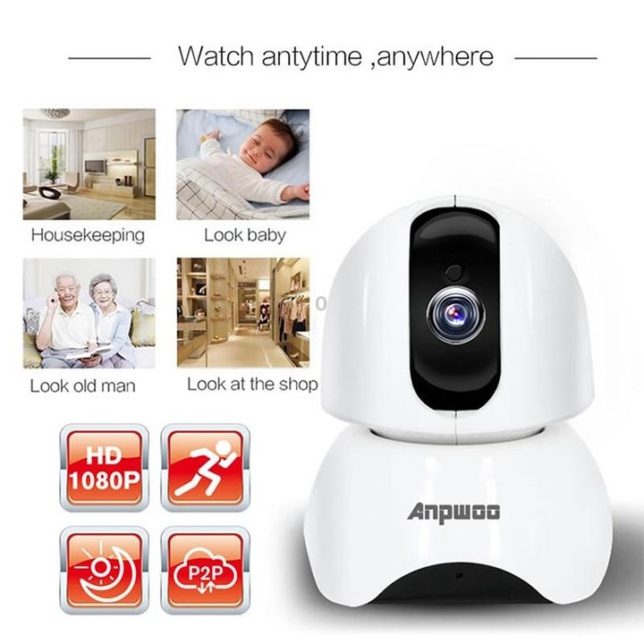 Anpwoo-YT003 2.0 Mega 3.6mm Lens Wide Angle 1080P Smart WIFI Monitor Camera , Support Night Vision & TF Card Expansion Storage,