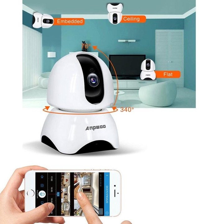 Anpwoo-YT003 2.0 Mega 3.6mm Lens Wide Angle 1080P Smart WIFI Monitor Camera , Support Night Vision & TF Card Expansion Storage,