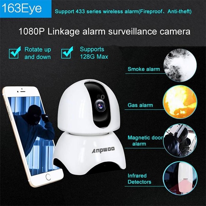 Anpwoo-YT003 2.0 Mega 3.6mm Lens Wide Angle 1080P Smart WIFI Monitor Camera , Support Night Vision & TF Card Expansion Storage,