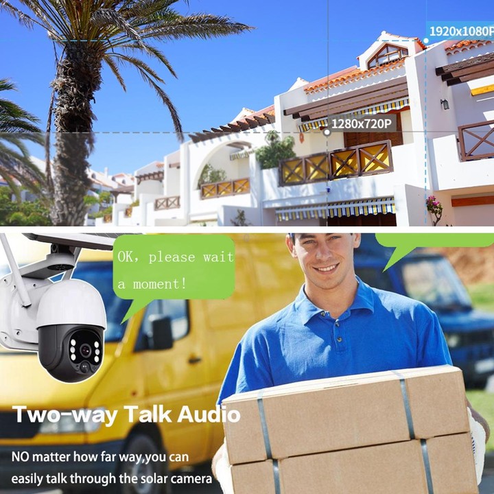 T23 2288 x 1288P Full HD Solar Powered WiFi Camera, Support PIR Alarm, Night Vision, Two Way Audio, TF Card