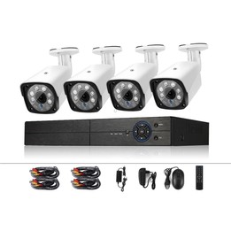 A4B3 / Kit 4CH 1080N Surveillance DVR System and 720P 1.0MP HD Weatherproof CCTV Bullet Camera, Support Infrared Night Vision &