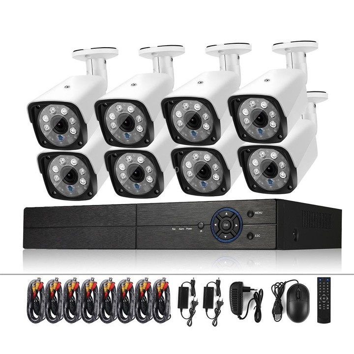 A8B3 / Kit 8CH 1080N Surveillance DVR System and 720P 1.0MP HD Weatherproof Bullet Camera, Support Infrared Night Vision & P2P &