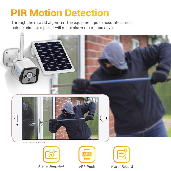 ESCAM QF320 HD 1080P 4G Solar Panel IP Camera, Support Night Vision & TF Card & PIR Motion Detection & Two Way Audio
