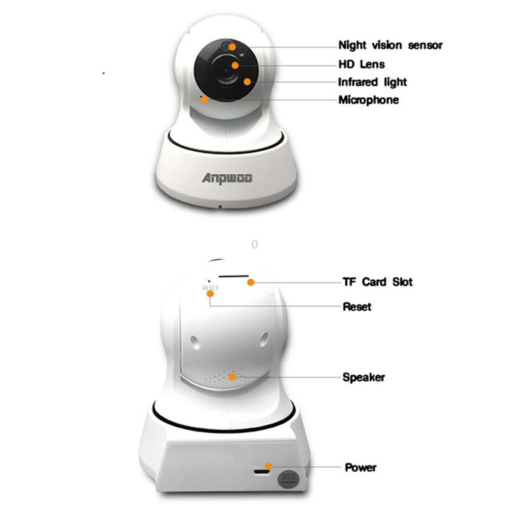 Anpwoo YT002 Ingenic T10 720P HD WiFi IP Camera with 11 PCS Infrared LEDs, Support Motion Detection & Night Vision & TF Card(Max
