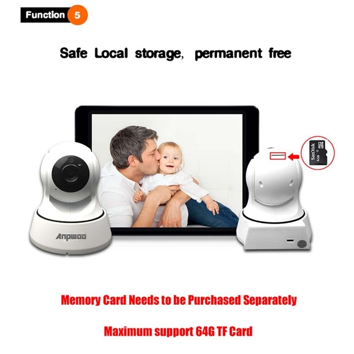 Anpwoo YT002 Ingenic T10 720P HD WiFi IP Camera with 11 PCS Infrared LEDs, Support Motion Detection & Night Vision & TF Card(Max