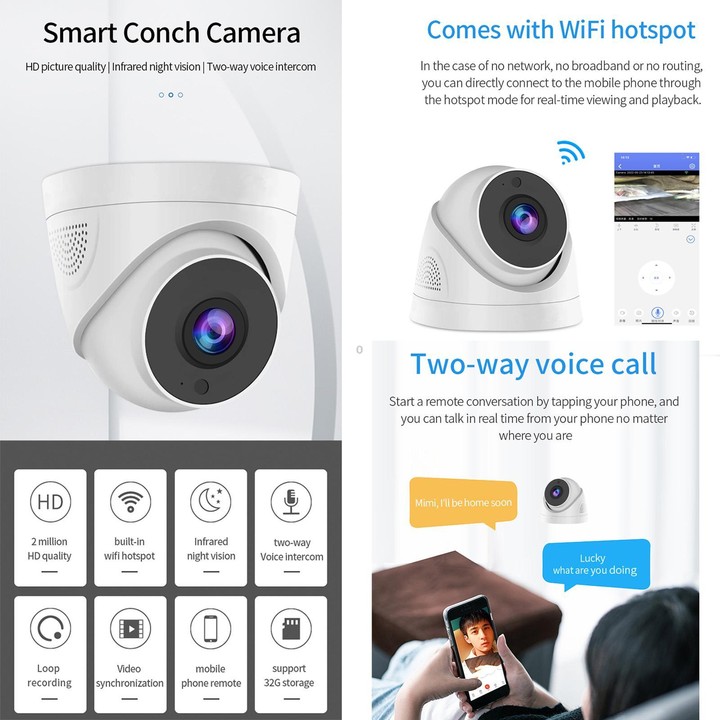 A5 Smart Conch WiFi Camera 1080P HD Night Vision IP Camera (AU Plug)