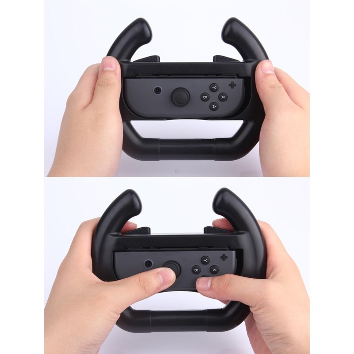 For Nintendo Switch Joy-Con Controller (Not Included) Semicircle Gaming Steering Wheel(Black)