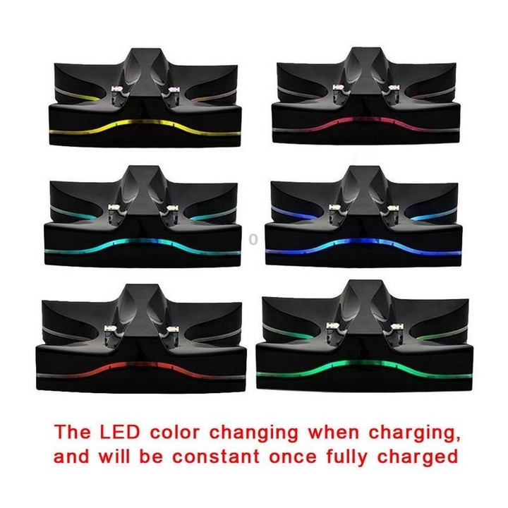 Special UFO Shape 2 x USB Charging Dock Station Stand / Controller Charging Stand for PS4 Playstation 4 with Multi Colors LED(Bl